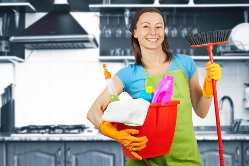 Regular cleaning visit for a commercial property in Bow