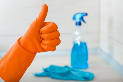 Local cleaning team working in a Bow flat with access considerations
