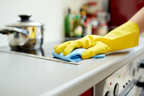 End of tenancy cleaning tools prepared for a Bow property